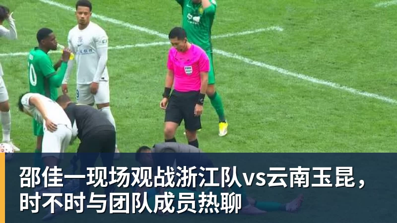 PG电子邵佳一现场观战浙江队vs云南玉昆，时不时与团队成员热聊