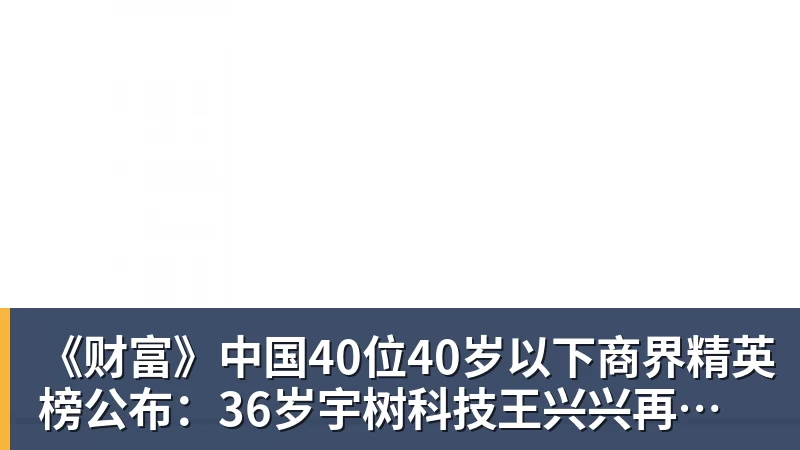 PG电子《财富》中国40位40岁以下商界精英榜公布：36岁宇树科技王兴兴再度上榜
